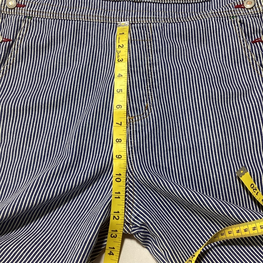 Vintage Rockies Blue and White Striped Denim Bib Overalls Sz L inseam34 - Picture 9 of 11